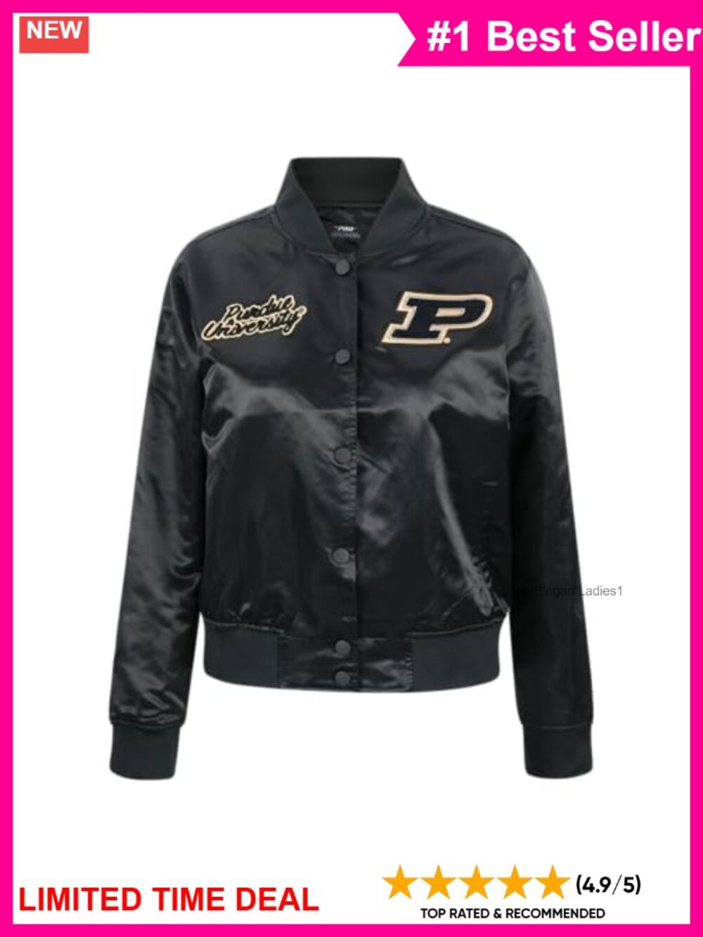 College Classic Essentials Satin Quilted Snap Jacket Lightweight